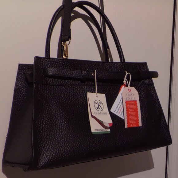Italian DIVINA FIRENZE Leather Hand Bag - Black, Brand New W/Serial Numbers Tags - Picture 2 of 13